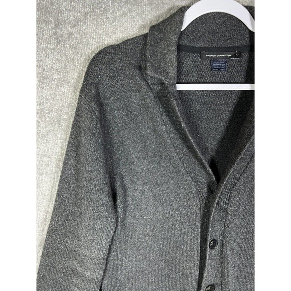 French Connection Wool Blend Button Up Cardigan Sweater Womens Size Medium Gray - Picture 6 of 14